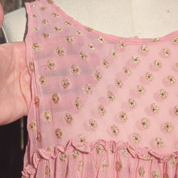 Gorgeous Pink And Gold Sheer Free People Dress - Picture 3 of 6
